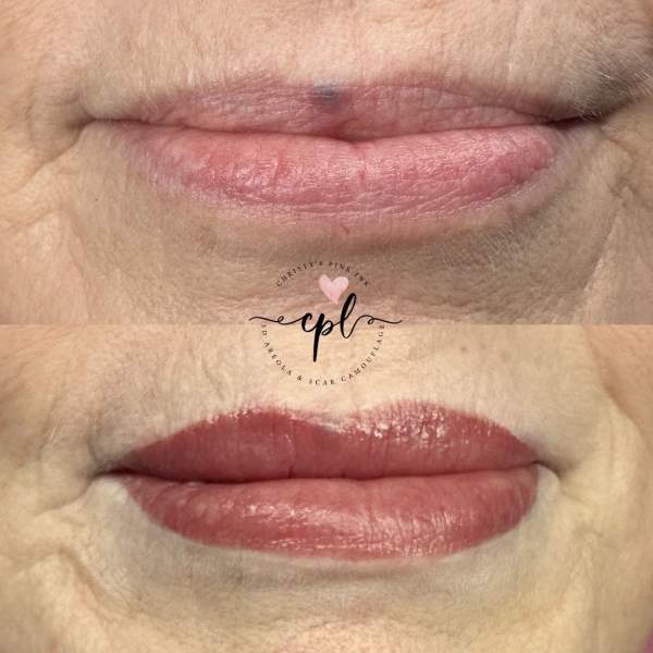Lip Blushing Before and After in Madison, Alabama Lip blushing before and after result by EyelashYou in Madison Alabama