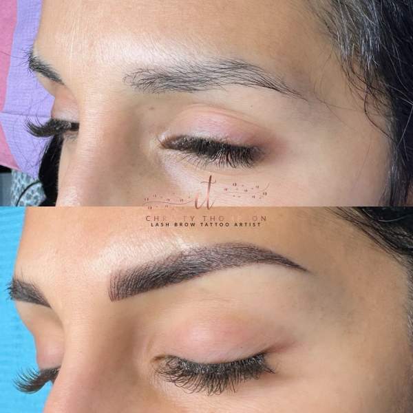 Nano Brows Before and After in Madison, Alabama Nano brows before and after hairstroke result by EyelashYou in Madison Alabama
